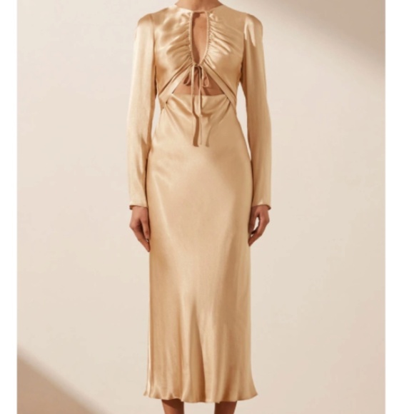 Shona Joy Gold Felicity Cutout Dress Size 4 - Picture 1 of 5